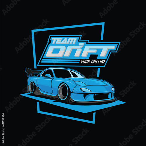 blue car team drift vector