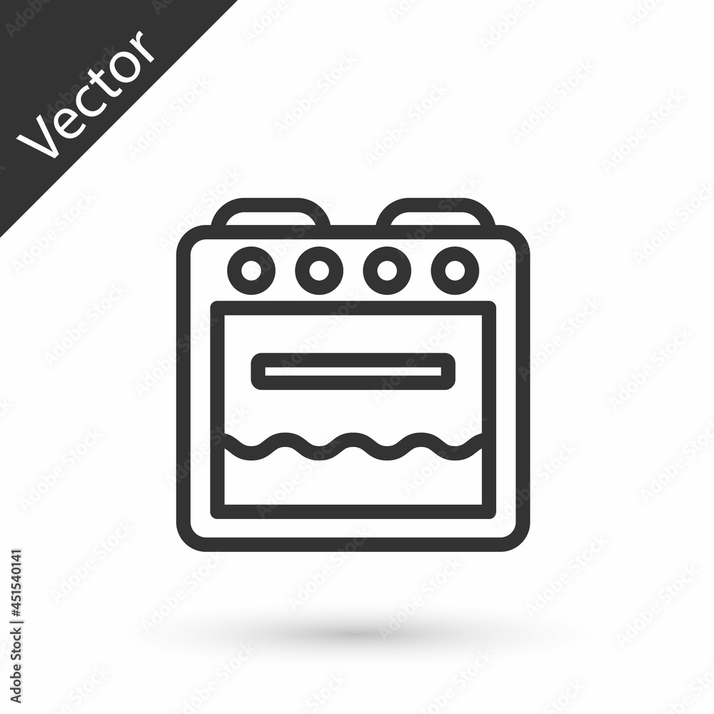 Grey line Oven icon isolated on white background. Stove gas oven sign. Vector Grey line Oven icon isolated on white background. Stove gas oven sign. Vector