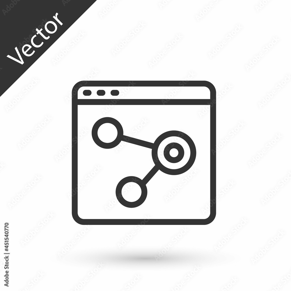 Grey line Browser window icon isolated on white background. Vector Grey line Browser window icon isolated on white background. Vector