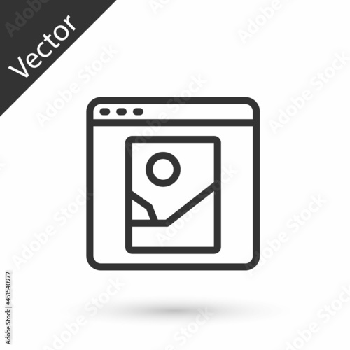 Grey line Photo retouching icon isolated on white background. Photographer, photography, retouch icon. Vector
