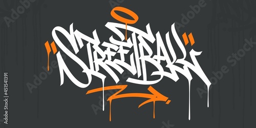 Flat Abstract Hip Hop Hand Written Urban Street Art Graffiti Style Word Streetball Vector Illustration Art