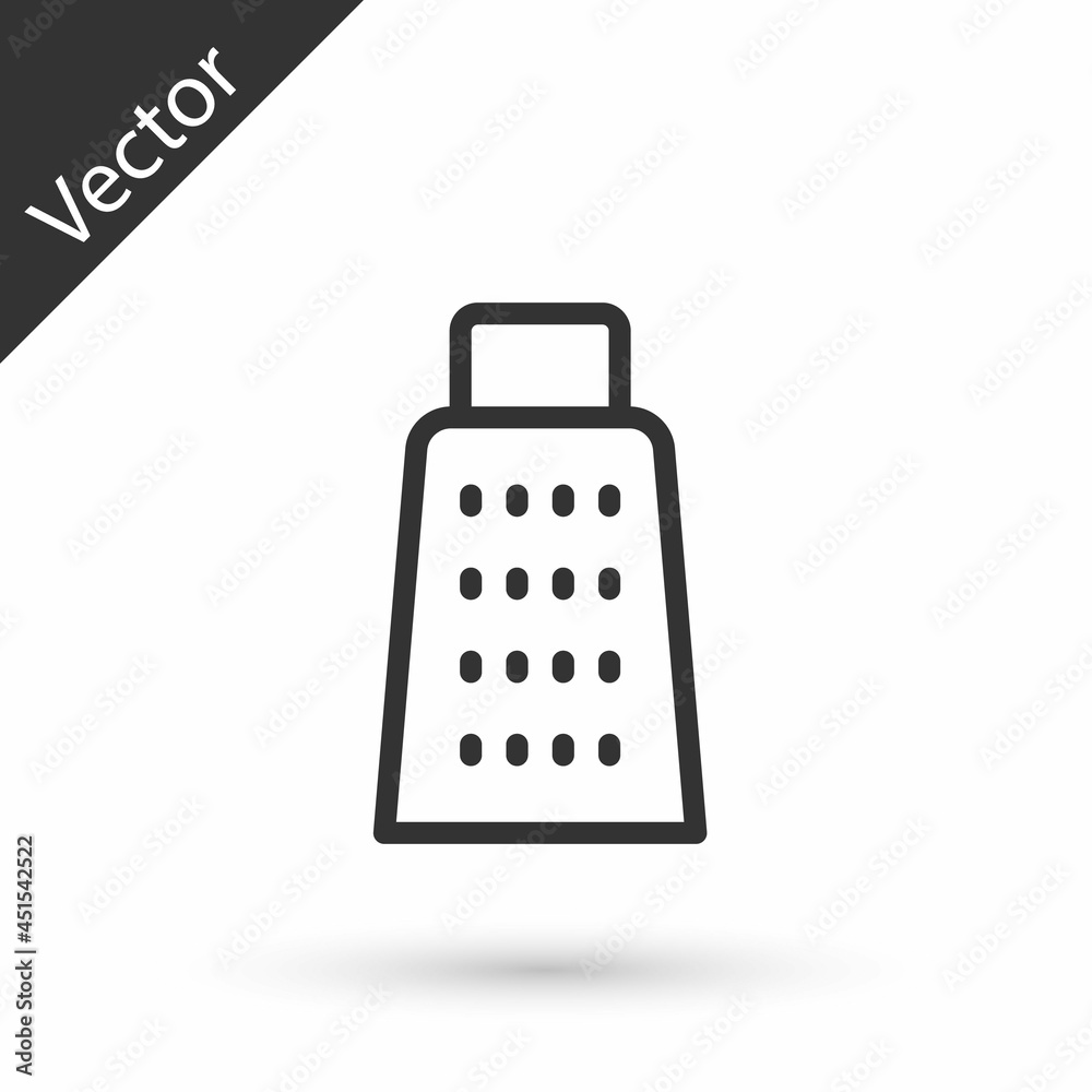 Grey line Grater icon isolated on white background. Kitchen symbol. Cooking utensil. Cutlery sign. Vector Grey line Grater icon isolated on white background. Kitchen symbol. Cooking utensil. Cutlery sign. Vector