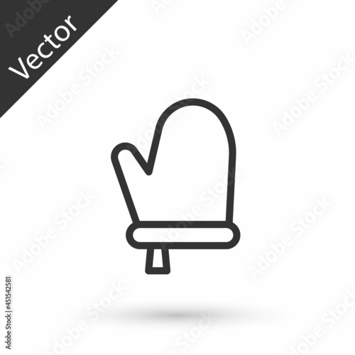 Grey line Oven glove icon isolated on white background. Kitchen potholder sign. Cooking glove. Vector