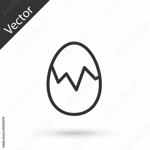 Grey line Broken egg icon isolated on white background. Happy Easter. Vector Free Download Grey line Broken egg icon isolated on white background. Happy Easter. Vector - GFXLoad