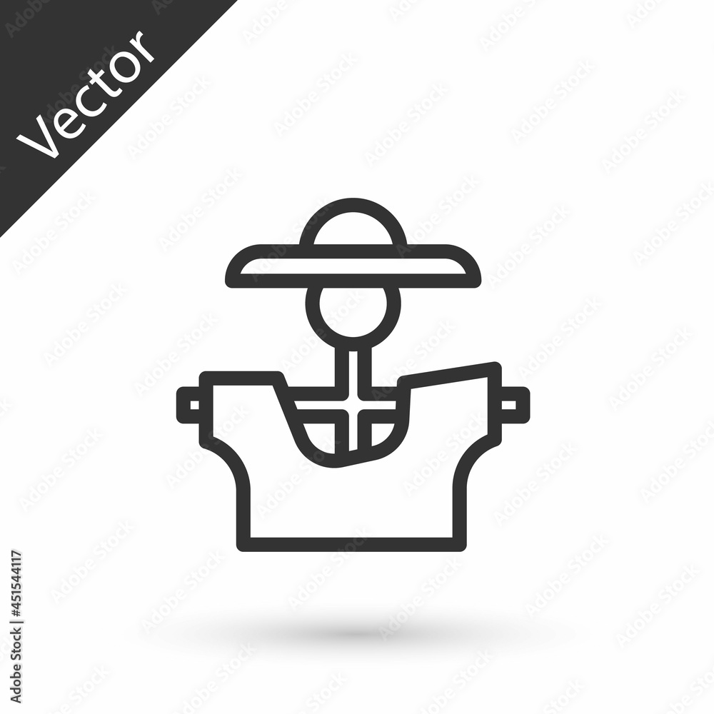Grey line Scarecrow icon isolated on white background. Vector Grey line Scarecrow icon isolated on white background. Vector