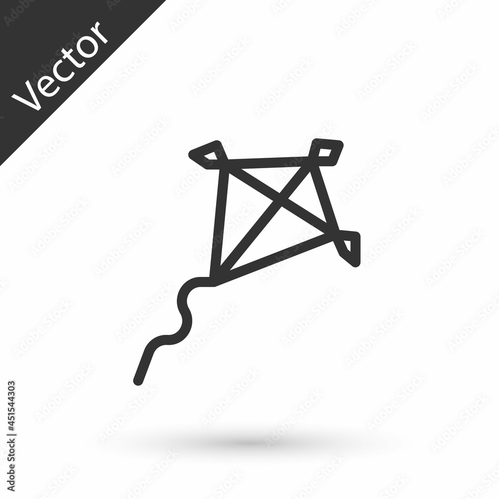 Grey line Kite icon isolated on white background. Vector Grey line Kite icon isolated on white background. Vector