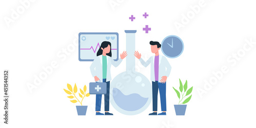Coronavirus vaccination. Pediatrician, medical healthcare. Vaccine polio and flu for adult. Medication and health protection vector concept. Pediatrician vaccination, doctor healthcare illustration