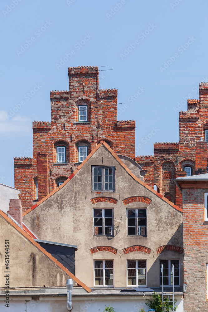 Alte Hausfassade, Dachgiebel, Altstadt, Lübeck, Schleswig-Holstein, Deutschland, Europa