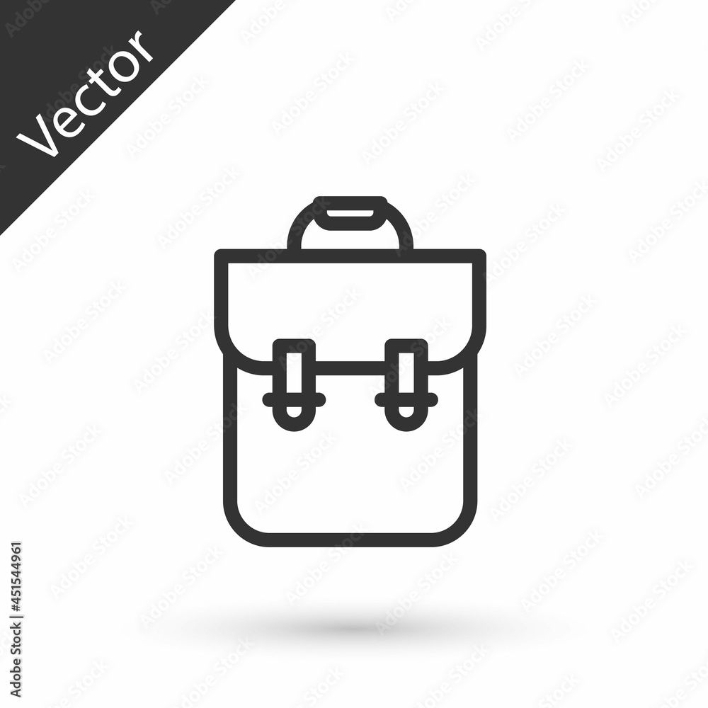 Grey line School backpack icon isolated on white background. Vector Grey line School backpack icon isolated on white background. Vector