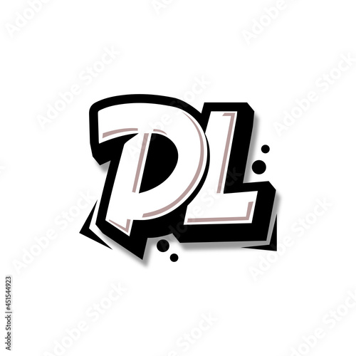 Simple Initial Logo Lettering Cartoon Grafity Black and White DL