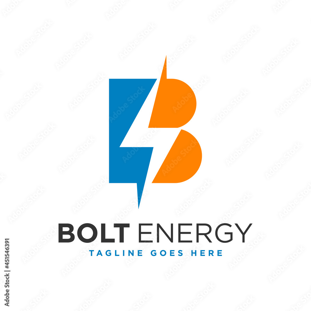 electric energy illustration logo with letter B electric energy illustration logo with letter B
