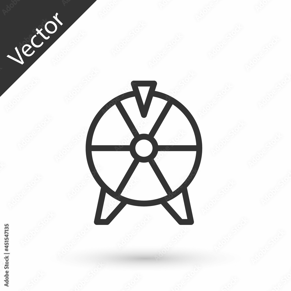 Obraz premium Grey line Lucky wheel icon isolated on white background. Vector