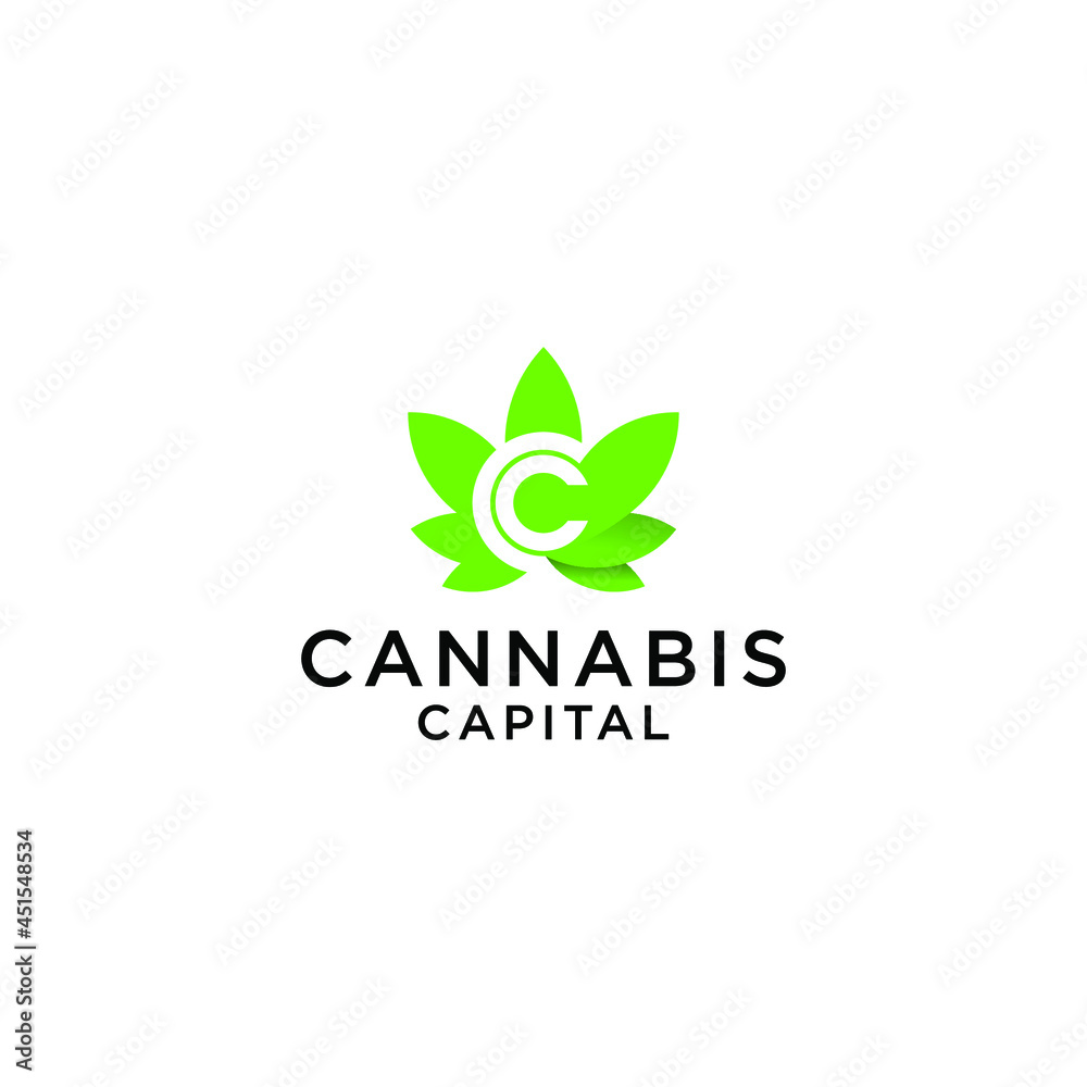 marijuana leaf logo and initials CC