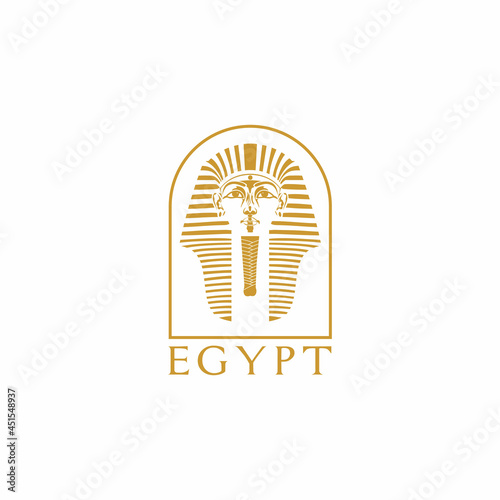 Golden Ancient Egyptian Sphinx, Artistic Gold of Egypt King Luxury Line Pattern Logo Design 