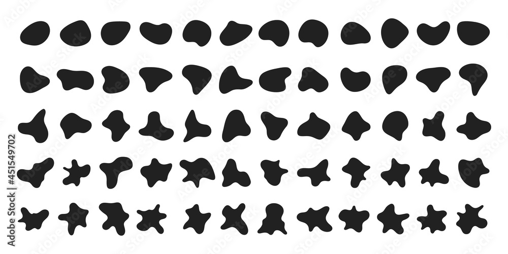 Random abstract liquid organic black irregular blotch shapes flat style design fluid vector illustration set banner simple shape template for presentation design, flyer, isolated on white background. Random abstract liquid organic black irregular blotch shapes flat style design fluid vector illustration set banner simple shape template for presentation design, flyer, isolated on white background.