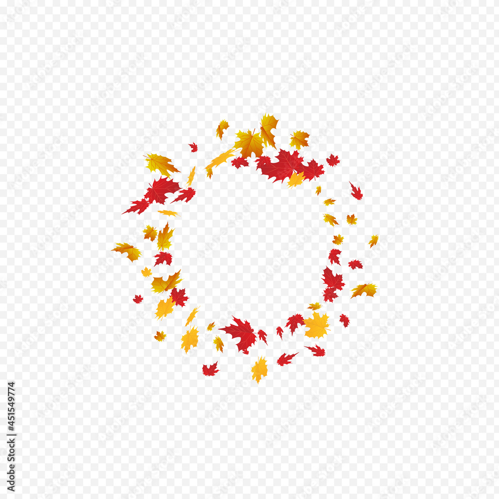 Red Leaves Vector Transparent Background.