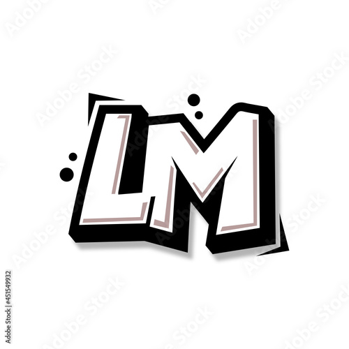 Simple Initial Logo Lettering Cartoon Grafity Black and White LM