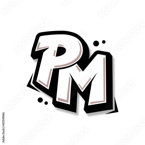 Simple Initial Logo Lettering Cartoon Grafity Black and White PM