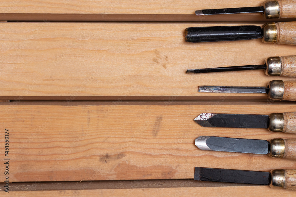 Wood cutters tools for Woodworking tools on wooden plank. Wood cutters tools for Woodworking tools on wooden plank.