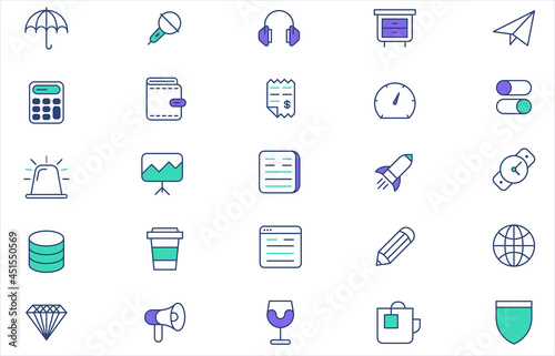 set of abstract outline colorful icons design for web and mobile applications