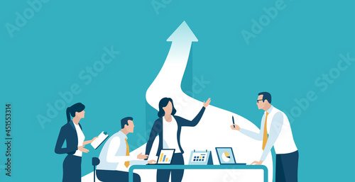 Strategy. Teamwork. Growth. Business vector illustration.