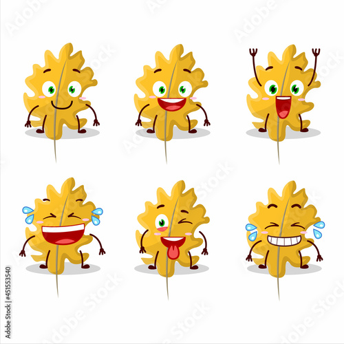 Cartoon character of oak yellow leaf angel with smile expression