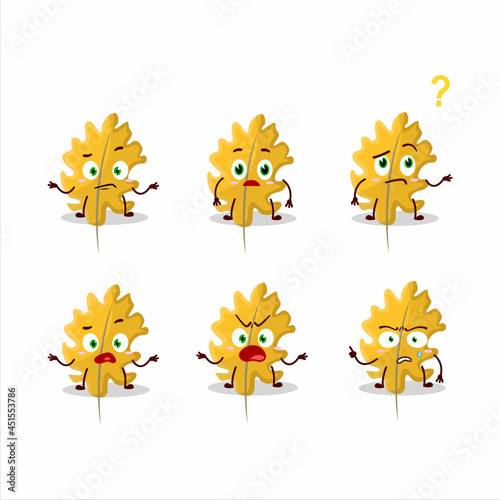 Cartoon character of oak yellow leaf angel with what expression