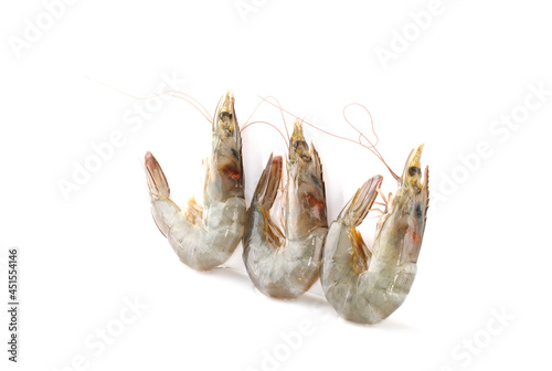 Close up fresh shrimp isolated on white background
