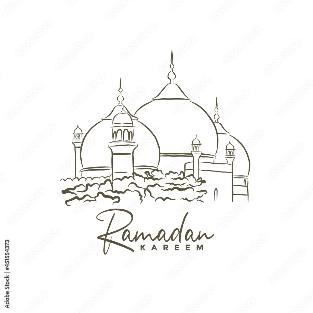 mosque vector illustration. mosque logo design. ramadan kareem.