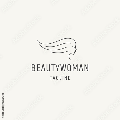 Pure beauty woman line art logo icon design template flat vector