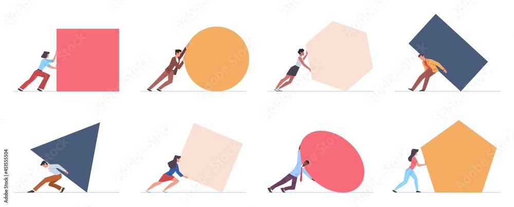 Φωτογραφία People pushing big shapes