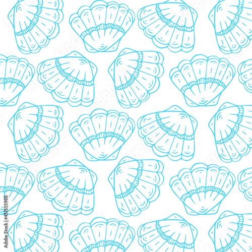 Seamless pattern with seashells. Marine background. Perfect for greetings  invitations  manufacture wripping paper  textile and web.