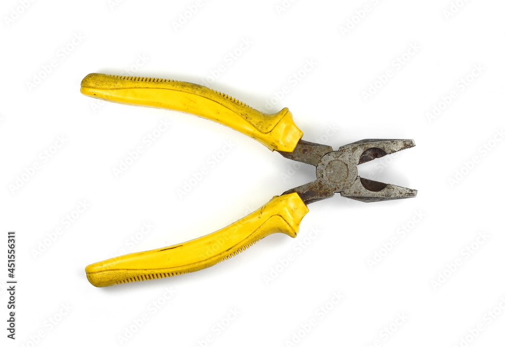 Old rusty pliers on white background. Old rusty pliers on white background.