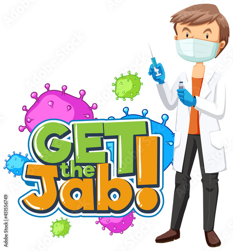 Get the Jab font banner with a male doctor cartoon character
