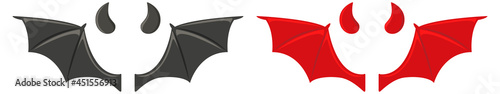 Black and red bat wings