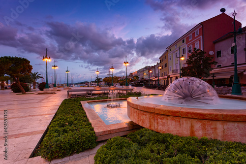 view of Mali Losinj seaside town center in Croatia