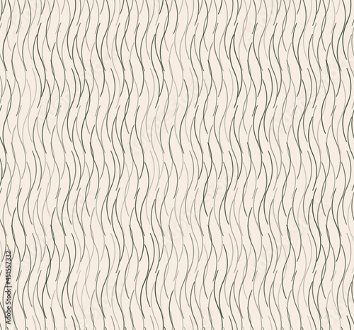 Wallpaper Mural Vector abstract small curve wavy line strokes seamless pattern random green on white cream color background. Use for fabric, textile, interior decoration elements, packaging, upholstery, wrapping. Torontodigital.ca