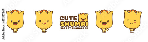 cute shumai mascot, with different facial expressions and poses