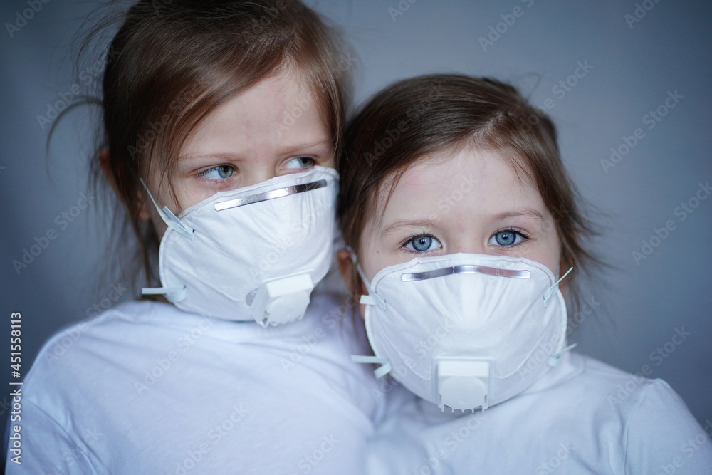 Sisters in the hospital after vaccination, masked, isolated
