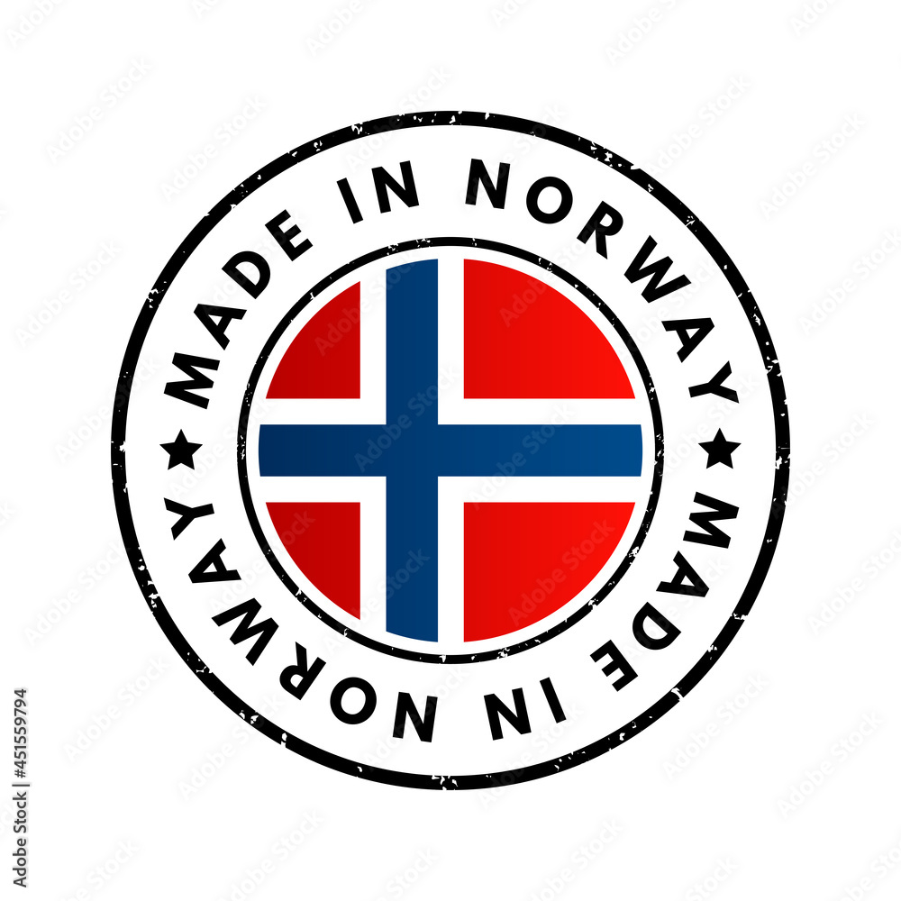 Made in Norway text emblem badge, concept background Made in Norway text emblem badge, concept background