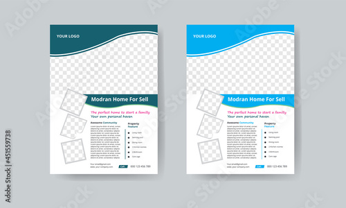 Real estate flyer A4 flyer template in different color