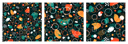 Set of abstract geometric vector seamless patterns. Universal abstract seamless pattern for wallpaper, web or prints cover, textile
