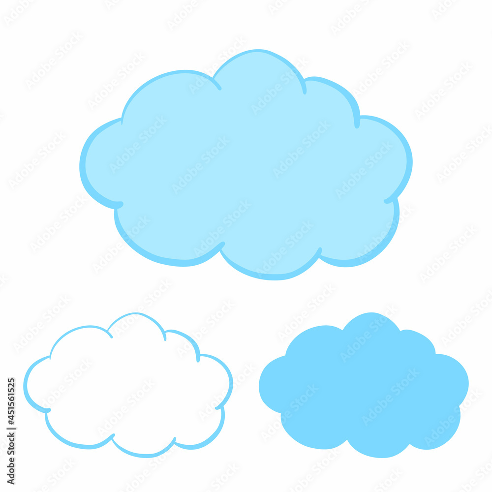 Blue Cloud in Cartoon Style Isolated on White Background. Weather, Data Storage Design Element. Vector illustration. Blue Cloud in Cartoon Style Isolated on White Background. Weather, Data Storage Design Element. Vector illustration.