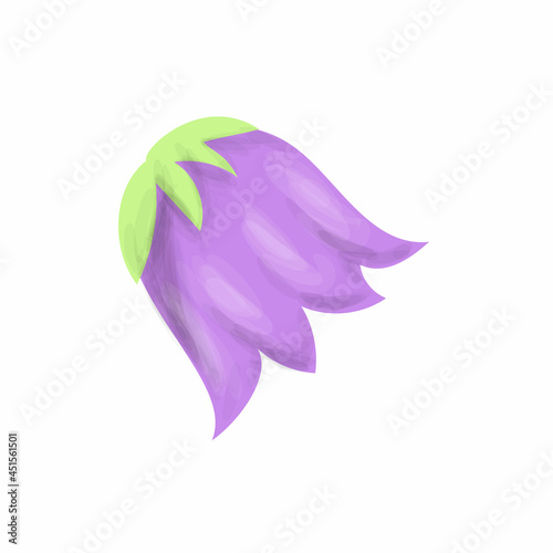 Blue Bell Flower in Digital Watercolour and Continuous Line Drawing. Lilac Flower Beautiful Artwork Isolated on White Background. Vector illustration.