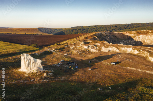 Drone view on landscape autumn colors