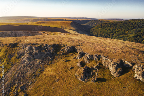 Autumn nature colors drone view