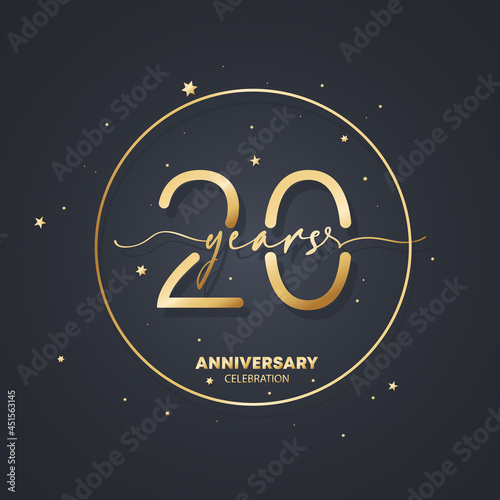 20 years anniversary logo template. 20th birthday, wedding anniversary icon. Trendy symbol image. Vector EPS 10. Isolated on background