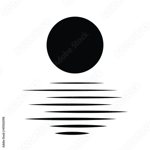 moon shadow on the surface of water, moonlight on the sky