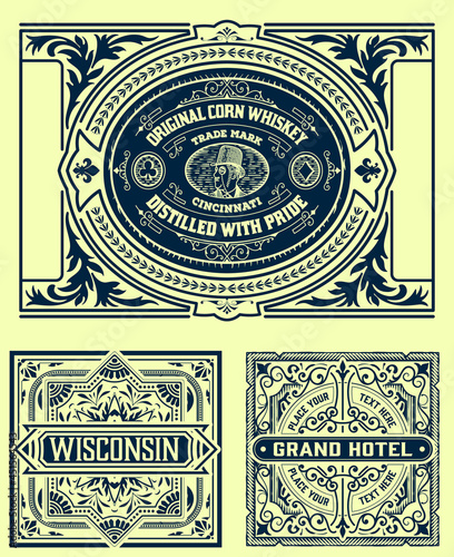 Set of 3 vintage labels for packing
