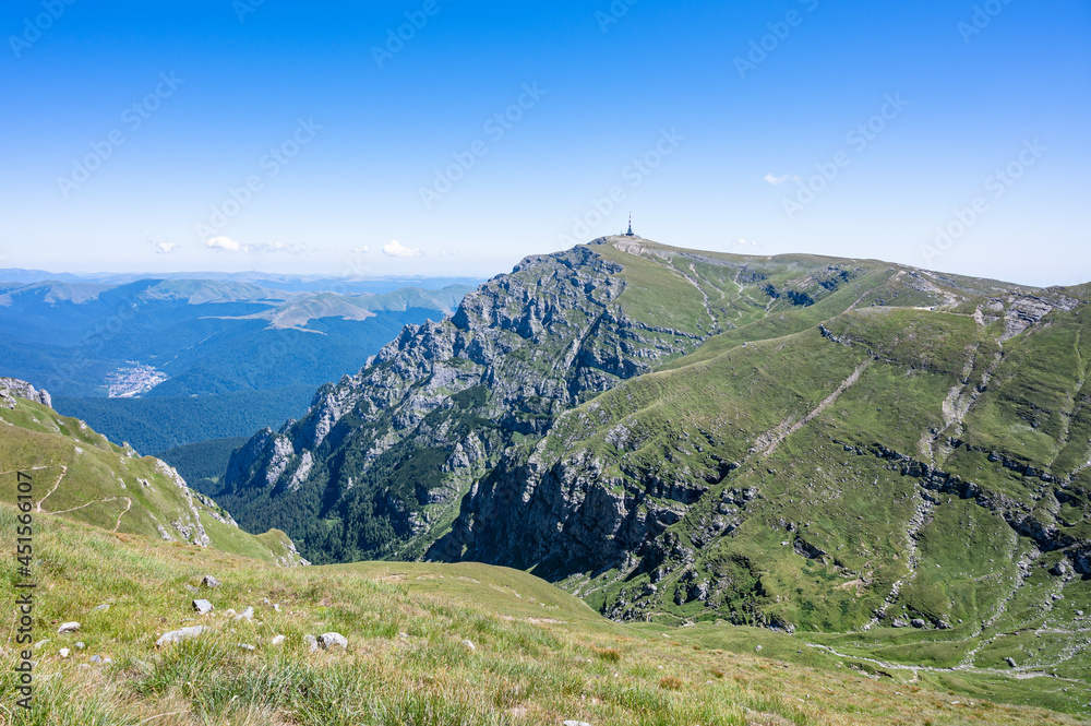 View from Varful Omu towards Costilla Antenna in Bucegi mountain range, Romania